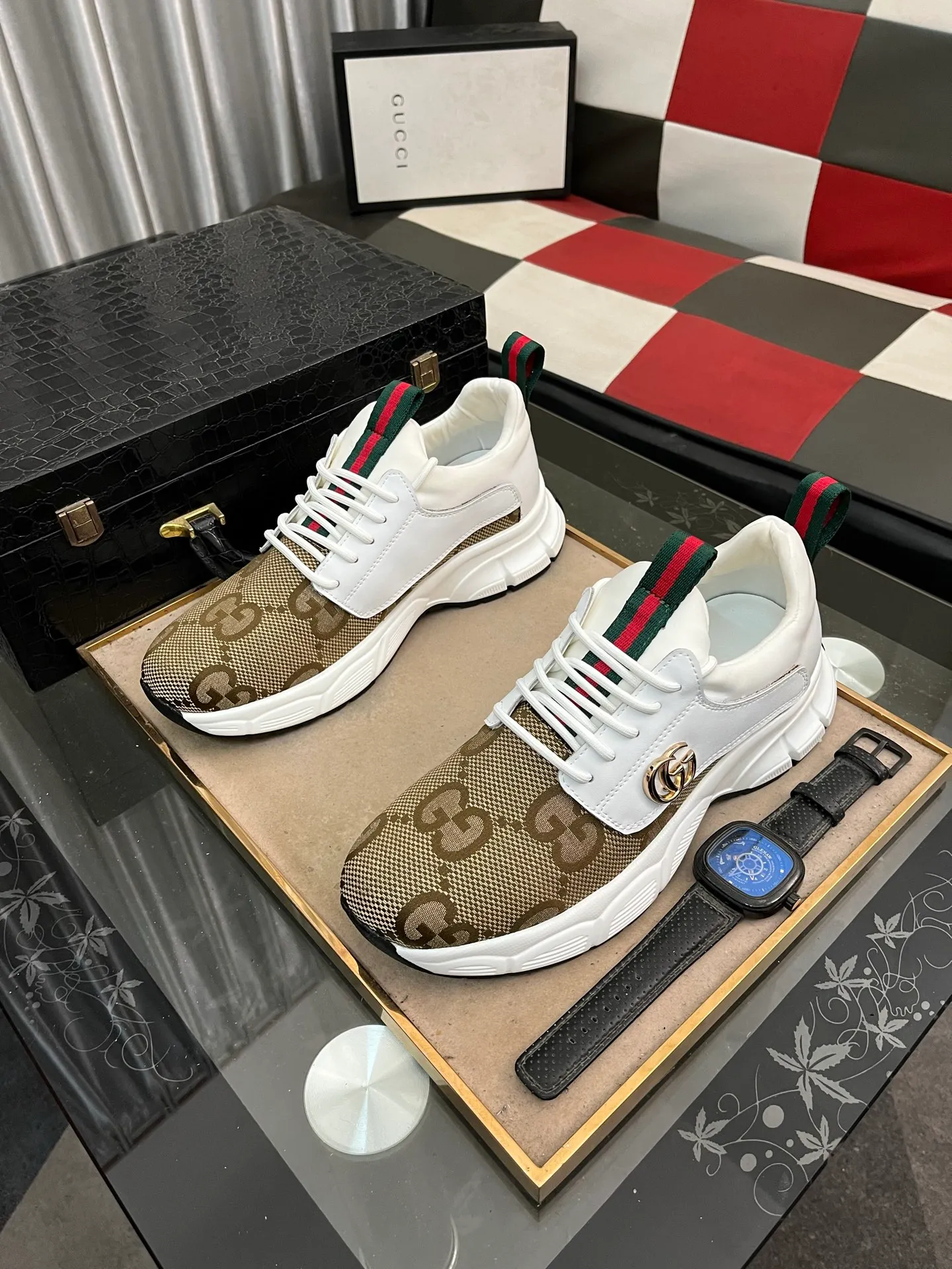 Men's shoes 💰440⌚️⌚️ (GUCCI-Gucci) luxury brand sports and casual shoes, imported original material, sheepskin lining, high-end and comfortable, original outsole is light and wear-resistant! Purely handmade, details determine quality! 38-443️⃣colors available